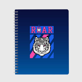 Тетрадь с принтом Roar Tiger в Санкт-Петербурге, 100% бумага | 48 листов, плотность листов — 60 г/м2, плотность картонной обложки — 250 г/м2. Листы скреплены сбоку удобной пружинной спиралью. Уголки страниц и обложки скругленные. Цвет линий — светло-серый
 | roar | большая кошка | полосатый | тигр | тигрица | хищник