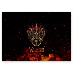 Поздравительная открытка с принтом Valheim символ черепа в Санкт-Петербурге, 100% бумага | плотность бумаги 280 г/м2, матовая, на обратной стороне линовка и место для марки
 | fantasy | mmo | valheim | valve | валхейм | вальхейм | викинги | выживалка | игра | королевская битва | ммо | ролевая игра | фэнтази