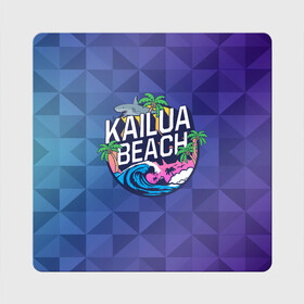 Магнит виниловый Квадрат с принтом KAILUA BEACH в Санкт-Петербурге, полимерный материал с магнитным слоем | размер 9*9 см, закругленные углы | kailua | акула | закат | море | отдых | отпуск | пальмы | пляж