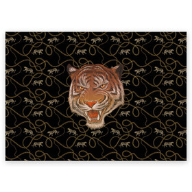 Поздравительная открытка с принтом Морда тигра в Санкт-Петербурге, 100% бумага | плотность бумаги 280 г/м2, матовая, на обратной стороне линовка и место для марки
 | большая кошка | полосатый | тигр | тигрица | хищник