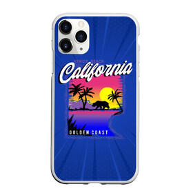 Чехол для iPhone 11 Pro матовый с принтом California golden coast в Санкт-Петербурге, Силикон |  | california | golden coast | гризли | закат | калифорния | медведь | пальмы | природа