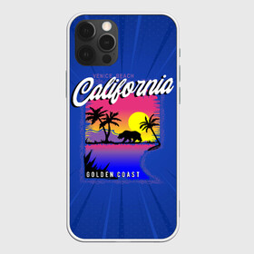 Чехол для iPhone 12 Pro с принтом California golden coast в Санкт-Петербурге, силикон | область печати: задняя сторона чехла, без боковых панелей | california | golden coast | гризли | закат | калифорния | медведь | пальмы | природа