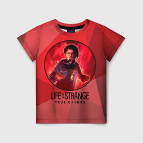 Детская футболка 3D с принтом LIFE is STRANGETrue Colors в Санкт-Петербурге, 100% гипоаллергенный полиэфир | прямой крой, круглый вырез горловины, длина до линии бедер, чуть спущенное плечо, ткань немного тянется | alex | colors | life | strange | true | алекс | жизнь | колорс | лайф | странная | цвета | штука