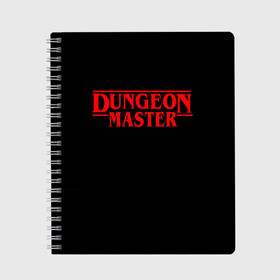 Тетрадь с принтом Stranger Dungeon Master в Санкт-Петербурге, 100% бумага | 48 листов, плотность листов — 60 г/м2, плотность картонной обложки — 250 г/м2. Листы скреплены сбоку удобной пружинной спиралью. Уголки страниц и обложки скругленные. Цвет линий — светло-серый
 | Тематика изображения на принте: aniki | billy | boss | boy | bucks | dark | deep | door | dungeon | fantasy | gachi | gachimuchi | gym | hundred | master | muchi | next | stranger | the | things | three | van | wee | билли | ван | гачи | гачимучи | дела | мучи |