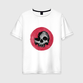 Женская футболка хлопок Oversize с принтом Skull в Санкт-Петербурге, 100% хлопок | свободный крой, круглый ворот, спущенный рукав, длина до линии бедер
 | bone | bones | creepy | dead | death | halloween | horror | scary | skull | skulls | the curse | голова | кости | ужасы | хоррор | череп