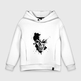 Детское худи Oversize хлопок с принтом Skull  в Санкт-Петербурге, френч-терри — 70% хлопок, 30% полиэстер. Мягкий теплый начес внутри —100% хлопок | боковые карманы, эластичные манжеты и нижняя кромка, капюшон на магнитной кнопке | bone | bones | creepy | dead | death | halloween | horror | scary | skull | skulls | splash | the curse | голова | кости | ужасы | хоррор | череп