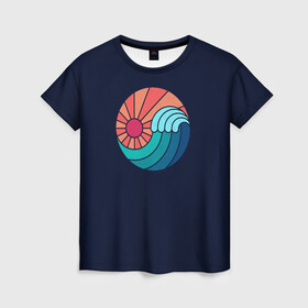 Женская футболка 3D с принтом Sun and Sea. Yin and Yang в Санкт-Петербурге, 100% полиэфир ( синтетическое хлопкоподобное полотно) | прямой крой, круглый вырез горловины, длина до линии бедер | a | and | eang | lights | mosaic | of | sea | sun | symbiosis | the | wave | yin | волны | и | ин | лучи | мозаика | море | океан | симбиоз | солнечные | солнца | солнце | ян