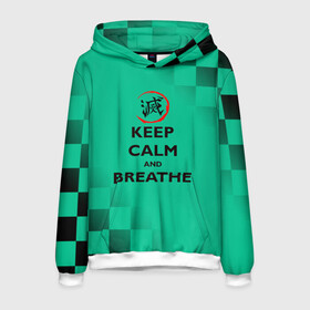 Мужская толстовка 3D с принтом KEEP CALM and BREATHE в Санкт-Петербурге, 100% полиэстер | двухслойный капюшон со шнурком для регулировки, мягкие манжеты на рукавах и по низу толстовки, спереди карман-кенгуру с мягким внутренним слоем. | Тематика изображения на принте: demon slayer | kamado | kimetsu no yaiba | nezuko | tanjiro | аниме | гию томиока | зеницу агацума | иноске хашибира | камадо | клинок | корзинная девочка | манга | музан кибуцуджи | незуко | рассекающий демонов | танджиро