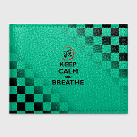 Обложка для студенческого билета с принтом KEEP CALM and BREATHE в Санкт-Петербурге, натуральная кожа | Размер: 11*8 см; Печать на всей внешней стороне | Тематика изображения на принте: demon slayer | kamado | kimetsu no yaiba | nezuko | tanjiro | аниме | гию томиока | зеницу агацума | иноске хашибира | камадо | клинок | корзинная девочка | манга | музан кибуцуджи | незуко | рассекающий демонов | танджиро