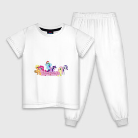 Детская пижама хлопок с принтом My Little Pony Happy Birthday в Санкт-Петербурге, 100% хлопок |  брюки и футболка прямого кроя, без карманов, на брюках мягкая резинка на поясе и по низу штанин
 | applejack | friendship | mylittlepony | rainbow dash | twilight sparkle | waifu | вайфу | дружба это магия | друзья | кони | моя маленькая пони | мультфильм | пони | радуга | ренбоу деш | эплджек