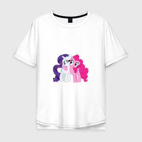 Мужская футболка хлопок Oversize с принтом My Little Pony Pinkie Pie And  в Санкт-Петербурге, 100% хлопок | свободный крой, круглый ворот, “спинка” длиннее передней части | applejack | friendship | mylittlepony | rainbow dash | twilight sparkle | waifu | вайфу | дружба это магия | друзья | кони | моя маленькая пони | мультфильм | пони | радуга | ренбоу деш | эплджек