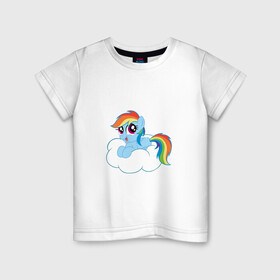 Детская футболка хлопок с принтом My Little Pony Rainbow Dash в Санкт-Петербурге, 100% хлопок | круглый вырез горловины, полуприлегающий силуэт, длина до линии бедер | applejack | friendship | mylittlepony | rainbow dash | twilight sparkle | waifu | вайфу | дружба это магия | друзья | кони | моя маленькая пони | мультфильм | пони | радуга | ренбоу деш | эплджек