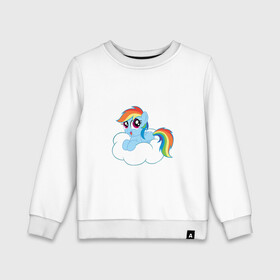 Детский свитшот хлопок с принтом My Little Pony Rainbow Dash в Санкт-Петербурге, 100% хлопок | круглый вырез горловины, эластичные манжеты, пояс и воротник | applejack | friendship | mylittlepony | rainbow dash | twilight sparkle | waifu | вайфу | дружба это магия | друзья | кони | моя маленькая пони | мультфильм | пони | радуга | ренбоу деш | эплджек