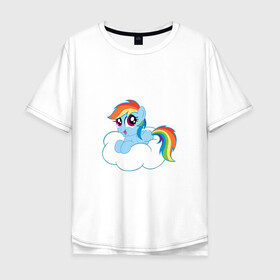 Мужская футболка хлопок Oversize с принтом My Little Pony Rainbow Dash в Санкт-Петербурге, 100% хлопок | свободный крой, круглый ворот, “спинка” длиннее передней части | applejack | friendship | mylittlepony | rainbow dash | twilight sparkle | waifu | вайфу | дружба это магия | друзья | кони | моя маленькая пони | мультфильм | пони | радуга | ренбоу деш | эплджек