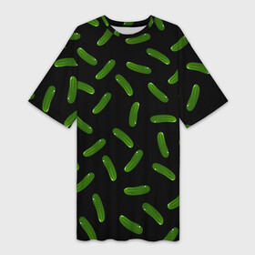 Платье-футболка 3D с принтом Огуречный паттерн в Санкт-Петербурге,  |  | cucumber | food | еда | овощ | огурцы | паттерн | узор