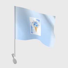Флаг для автомобиля с принтом Цветочный холодок в Санкт-Петербурге, 100% полиэстер | Размер: 30*21 см | градиент | мороженое | мрамор | облака | рожок | розы | цветы