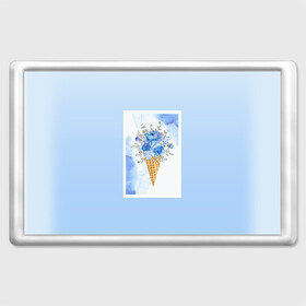 Магнит 45*70 с принтом Цветочный холодок в Санкт-Петербурге, Пластик | Размер: 78*52 мм; Размер печати: 70*45 | Тематика изображения на принте: градиент | мороженое | мрамор | облака | рожок | розы | цветы