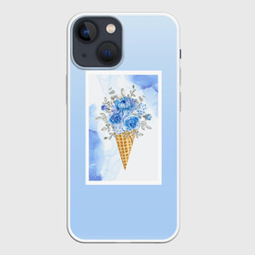 Чехол для iPhone 13 mini с принтом Цветочный холодок в Санкт-Петербурге,  |  | градиент | мороженое | мрамор | облака | рожок | розы | цветы