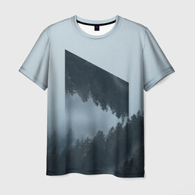 Мужская футболка 3D с принтом Атмосфера в Санкт-Петербурге, 100% полиэфир | прямой крой, круглый вырез горловины, длина до линии бедер | воздух | горы | ели | женская | молодежь | мужская | отдых | природа | свобода | туман