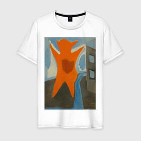 Мужская футболка хлопок с принтом Картина #3, Ческидов в Санкт-Петербурге, 100% хлопок | прямой крой, круглый вырез горловины, длина до линии бедер, слегка спущенное плечо. | абстракция | вспышка | герой | дом | река