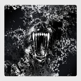 Магнитный плакат 3Х3 с принтом Волчья пасть в Санкт-Петербурге, Полимерный материал с магнитным слоем | 9 деталей размером 9*9 см | волк | волчья пасть | животные | зубы | оскал | рык | собака