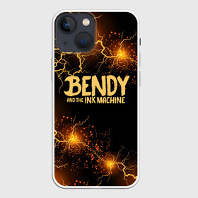 Чехол для iPhone 13 mini с принтом BENDY LOGO в Санкт-Петербурге,  |  | bendy | bendy and the ink machine | tegunvteg | бенди | бени | бенни | бэнди | детская | детям | игра | компьютерная игра | машина | молния | ужастик | чернила | чернильная