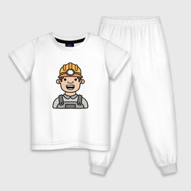 Детская пижама хлопок с принтом Строитель в Санкт-Петербурге, 100% хлопок |  брюки и футболка прямого кроя, без карманов, на брюках мягкая резинка на поясе и по низу штанин
 | персонаж | рисунок | строитель | человек | человек в каске