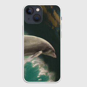 Чехол для iPhone 13 mini с принтом Дельфин в облаках в Санкт-Петербурге,  |  | дельфин | облака | плавник | полет | свобода