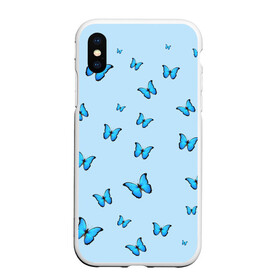Чехол для iPhone XS Max матовый с принтом Синие бабочки в Санкт-Петербурге, Силикон | Область печати: задняя сторона чехла, без боковых панелей | blue | butterfly | emoji | smile | бабочки | насекомые | эмоджи