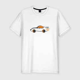 Мужская футболка хлопок Slim с принтом Автомобиль в Санкт-Петербурге, 92% хлопок, 8% лайкра | приталенный силуэт, круглый вырез ворота, длина до линии бедра, короткий рукав | автомобиль | линии | машина | минимализм | рисунок