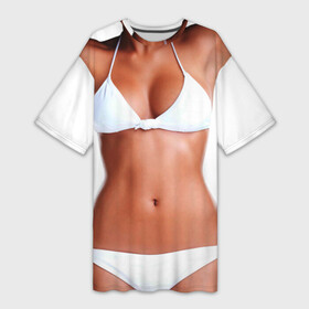 Платье-футболка 3D с принтом Perfect body в Санкт-Петербурге,  |  | body | girl | perfect body | tan | tanned body | white | white underwear | woman | womans body | белое белье | девушка | женское тело | женщина | загар | идеальное тело | костюм | скин | тело