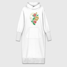 Платье удлиненное хлопок с принтом Floral Roses Skull в Санкт-Петербурге,  |  | bones | cranium | flower | flowers | gothic | merch | rose | skeleton | skull merch | tattoo | букет | готика | кости | мерч | мистика | рисунок черепа | роза | розы | скелет | татуировка | ужасы | флора | цветы | чайные розы | череп | черепа с