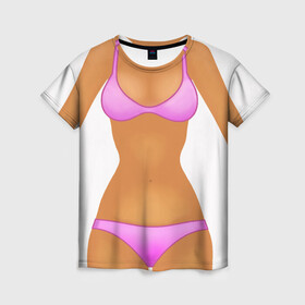 Женская футболка 3D с принтом Tanned body в Санкт-Петербурге, 100% полиэфир ( синтетическое хлопкоподобное полотно) | прямой крой, круглый вырез горловины, длина до линии бедер | body | girl | perfect body | tan | tanned body | woman | womans body | девушка | женское тело | загар | идеальное тело | тело