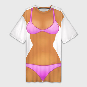 Платье-футболка 3D с принтом Tanned body в Санкт-Петербурге,  |  | Тематика изображения на принте: body | girl | perfect body | tan | tanned body | woman | womans body | девушка | женское тело | загар | идеальное тело | тело