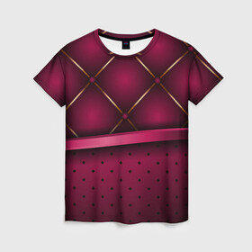Женская футболка 3D с принтом Luxury Red в Санкт-Петербурге, 100% полиэфир ( синтетическое хлопкоподобное полотно) | прямой крой, круглый вырез горловины, длина до линии бедер | green | luxury | versace | vip | абстракция | версаче | вип | паттерн | роскошь | текстуры