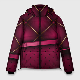 Мужская зимняя куртка 3D с принтом Luxury Red в Санкт-Петербурге, верх — 100% полиэстер; подкладка — 100% полиэстер; утеплитель — 100% полиэстер | длина ниже бедра, свободный силуэт Оверсайз. Есть воротник-стойка, отстегивающийся капюшон и ветрозащитная планка. 

Боковые карманы с листочкой на кнопках и внутренний карман на молнии. | green | luxury | versace | vip | абстракция | версаче | вип | паттерн | роскошь | текстуры