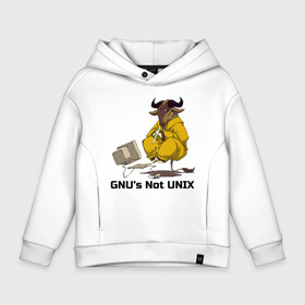 Детское худи Oversize хлопок с принтом GNU’s Not UNIX в Санкт-Петербурге, френч-терри — 70% хлопок, 30% полиэстер. Мягкий теплый начес внутри —100% хлопок | боковые карманы, эластичные манжеты и нижняя кромка, капюшон на магнитной кнопке | gnu | linux | not unix | programming | гну | линукс | программист | сисадмин | системный администратор