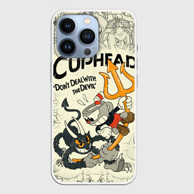 Чехол для iPhone 13 Pro с принтом Cuphead and Devil в Санкт-Петербурге,  |  | Тематика изображения на принте: cuphead | devil | dont deal with the devil | все персонажи | дьявол | игры | капхед | чашеголовый | черт