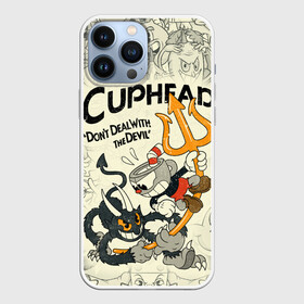 Чехол для iPhone 13 Pro Max с принтом Cuphead and Devil в Санкт-Петербурге,  |  | Тематика изображения на принте: cuphead | devil | dont deal with the devil | все персонажи | дьявол | игры | капхед | чашеголовый | черт