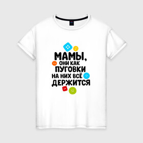 Женская футболка хлопок с принтом На мамах все держится в Санкт-Петербурге, 100% хлопок | прямой крой, круглый вырез горловины, длина до линии бедер, слегка спущенное плечо | бабушка | брат | дедушка | дочь | любовь | мама | папа | семья | сестра | сын