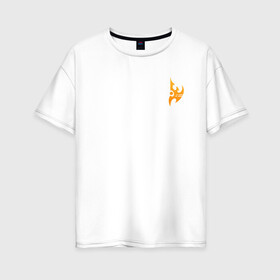 Женская футболка хлопок Oversize с принтом Protoss logo mini Orange в Санкт-Петербурге, 100% хлопок | свободный крой, круглый ворот, спущенный рукав, длина до линии бедер
 | protoss | zealot | архонт | войд рей | дисраптор | зилот | зонд | колосс | протосc | сталкер | тамплиеры
