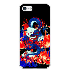 Чехол для iPhone 5/5S матовый с принтом Огненный Дракон в Санкт-Петербурге, Силикон | Область печати: задняя сторона чехла, без боковых панелей | akatsuki | beast | dragon | fire | акацуки | дракон | животные | зверь | змей | когти | облако | огонь | узор | чб | японский