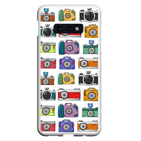 Чехол для Samsung S10E с принтом Фотоаппараты в Санкт-Петербурге, Силикон | Область печати: задняя сторона чехла, без боковых панелей | камера | фотик | фото | фотоаппарат | фотограф | фотокамера