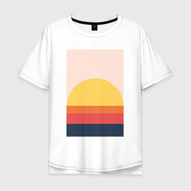 Мужская футболка хлопок Oversize с принтом Закат солнца в Санкт-Петербурге, 100% хлопок | свободный крой, круглый ворот, “спинка” длиннее передней части | закат | лето | море | небо | солнце