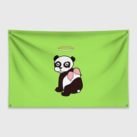 Флаг-баннер с принтом Святая панда в Санкт-Петербурге, 100% полиэстер | размер 67 х 109 см, плотность ткани — 95 г/м2; по краям флага есть четыре люверса для крепления | ангел | животное | звери | мило | панда | пандочка