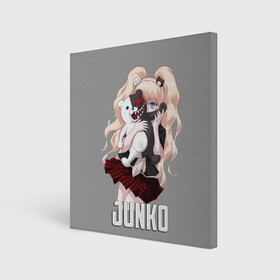 Холст квадратный с принтом MONOKUMA JUNKO в Санкт-Петербурге, 100% ПВХ |  | anime | danganronpa | enoshima | junko | monokuma | аниме | джунко | игра | манга | медведь | монокума | робот медведь | эношима