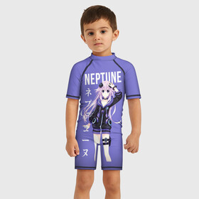 Детский купальный костюм 3D с принтом Нептун   Neptune в Санкт-Петербурге, Полиэстер 85%, Спандекс 15% | застежка на молнии на спине | anime | hyperdimension | nep nep | nepko | neppy | neptuna | neptune | purple heart | альтернативная игра | аниме | пурпурное сердце