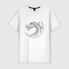 Мужская футболка хлопок Slim с принтом Скандинавский символ дракона в Санкт-Петербурге, 92% хлопок, 8% лайкра | приталенный силуэт, круглый вырез ворота, длина до линии бедра, короткий рукав | amulet | draco | dragon | nord | symbol | talisman | viking | амулет | великий змей | викинги | драго | нидхёгг | норд | оберег | скандинавия | талисман | фафнир | хвергельмир | хранитель мудрости