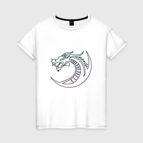 Женская футболка хлопок с принтом Скандинавский символ дракона в Санкт-Петербурге, 100% хлопок | прямой крой, круглый вырез горловины, длина до линии бедер, слегка спущенное плечо | amulet | draco | dragon | nord | symbol | talisman | viking | амулет | великий змей | викинги | драго | нидхёгг | норд | оберег | скандинавия | талисман | фафнир | хвергельмир | хранитель мудрости