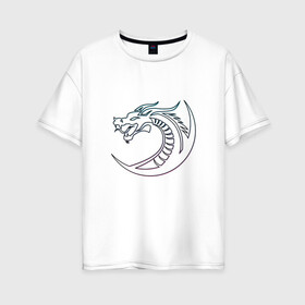 Женская футболка хлопок Oversize с принтом Скандинавский символ дракона в Санкт-Петербурге, 100% хлопок | свободный крой, круглый ворот, спущенный рукав, длина до линии бедер
 | amulet | draco | dragon | nord | symbol | talisman | viking | амулет | великий змей | викинги | драго | нидхёгг | норд | оберег | скандинавия | талисман | фафнир | хвергельмир | хранитель мудрости